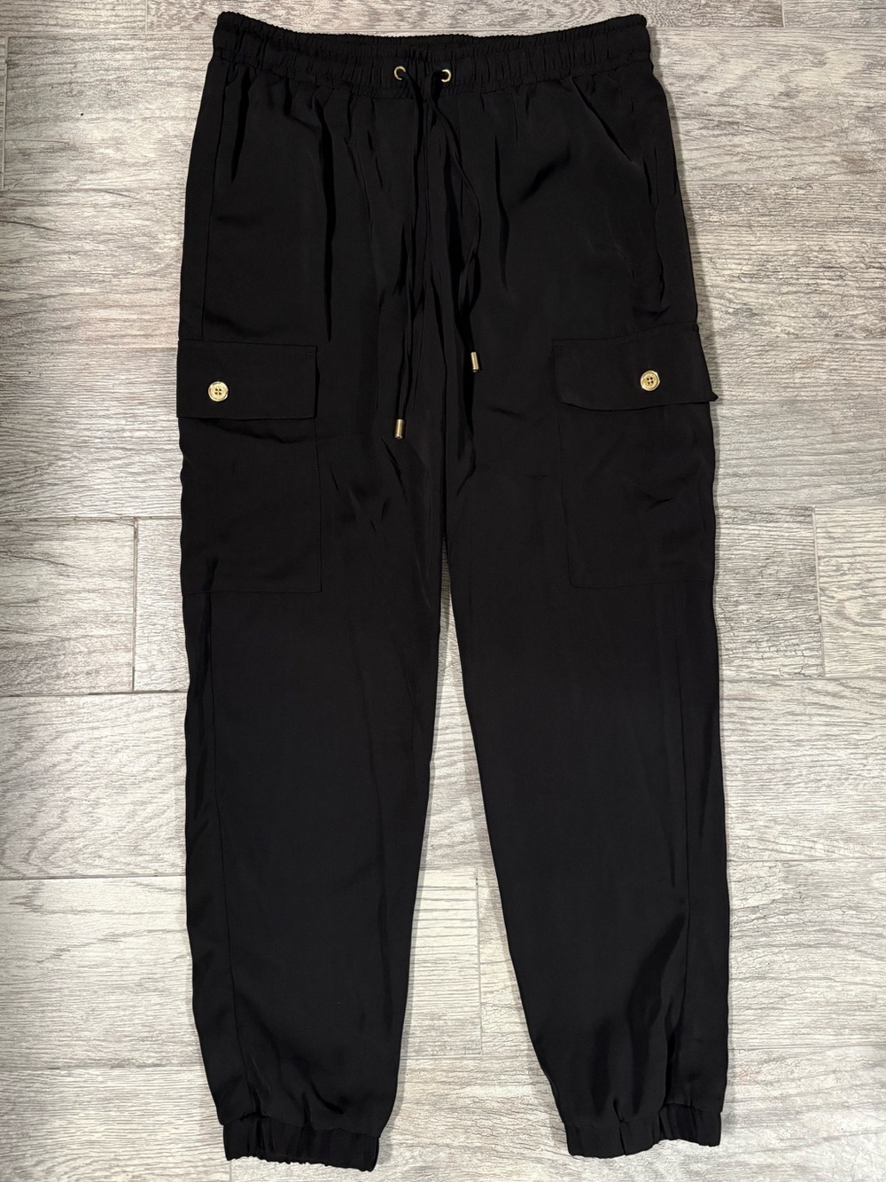 Michael Kors Black Cargo Drawstring Jogger Pants